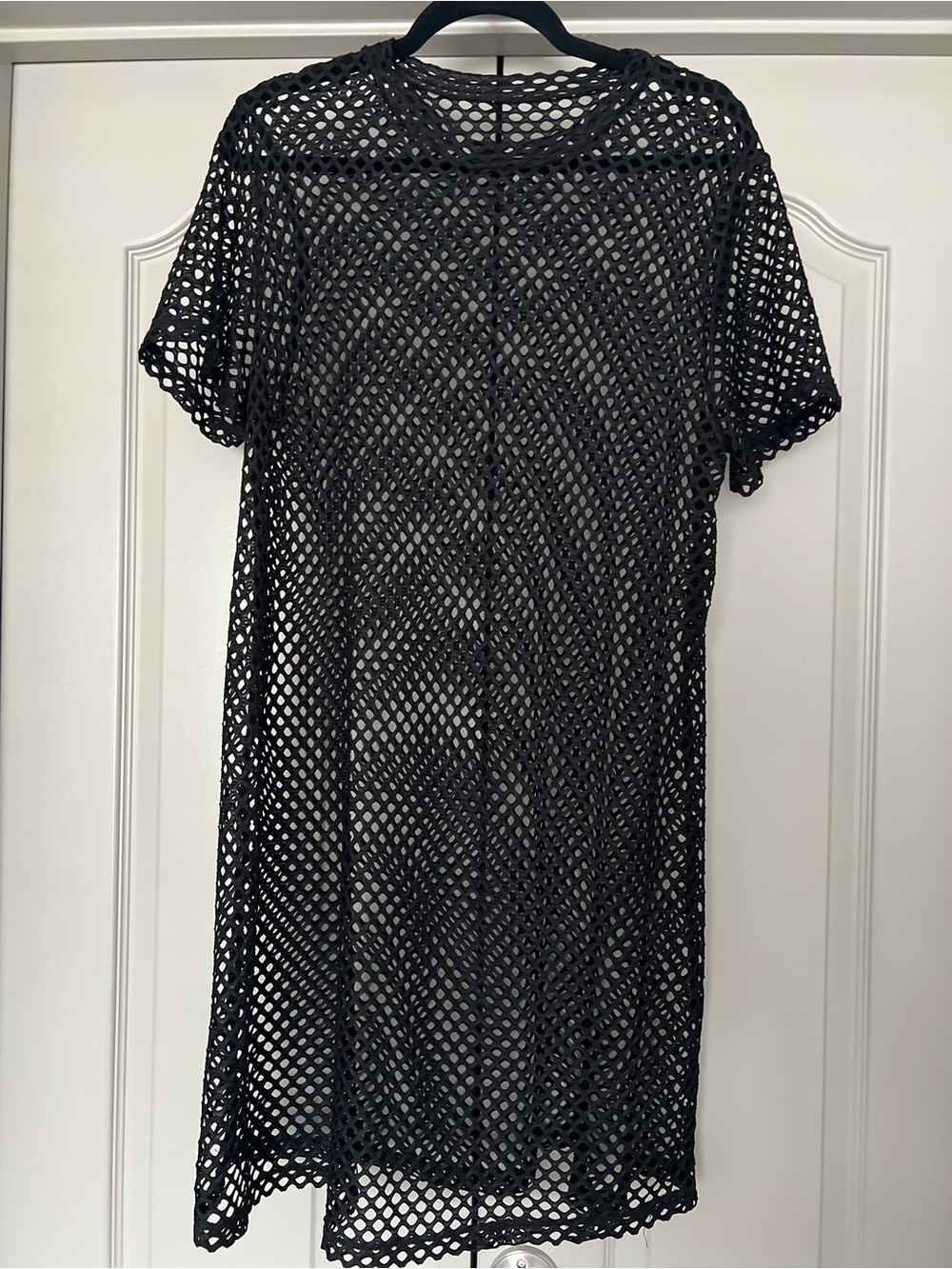 Black Open Mesh Short Sleeve Layering Dress Tunic Alt Girl Grunge